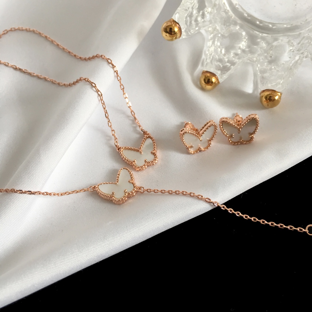 VCT011 Van cleef Lucky Alhambra butterfly pendant necklace bracelet earring stud jewelry set - ccjewelryacc