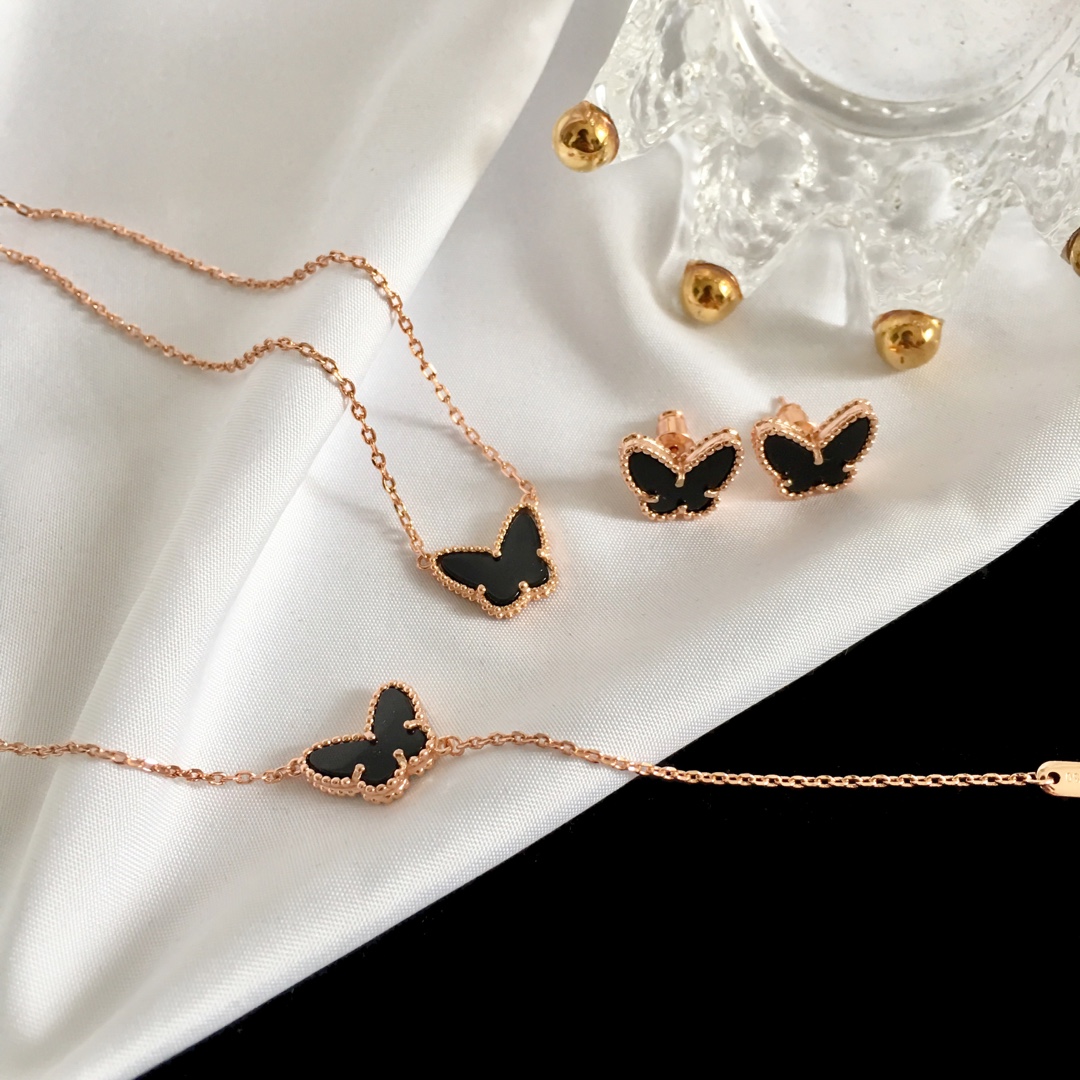 VCT011 Van cleef Lucky Alhambra butterfly pendant necklace bracelet earring stud jewelry set - ccjewelryacc