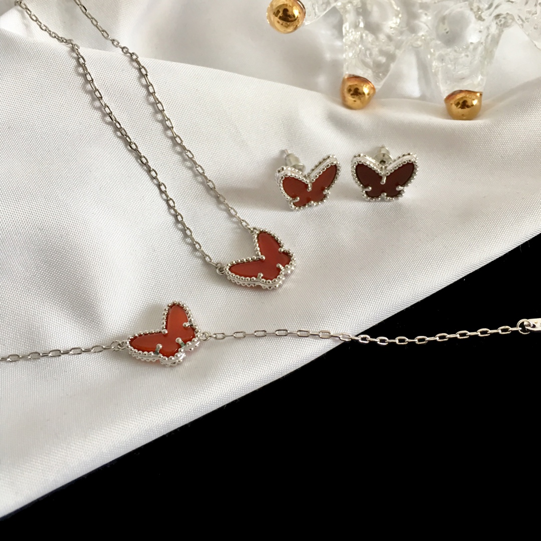 VCT011 Van cleef Lucky Alhambra butterfly pendant necklace bracelet earring stud jewelry set - ccjewelryacc
