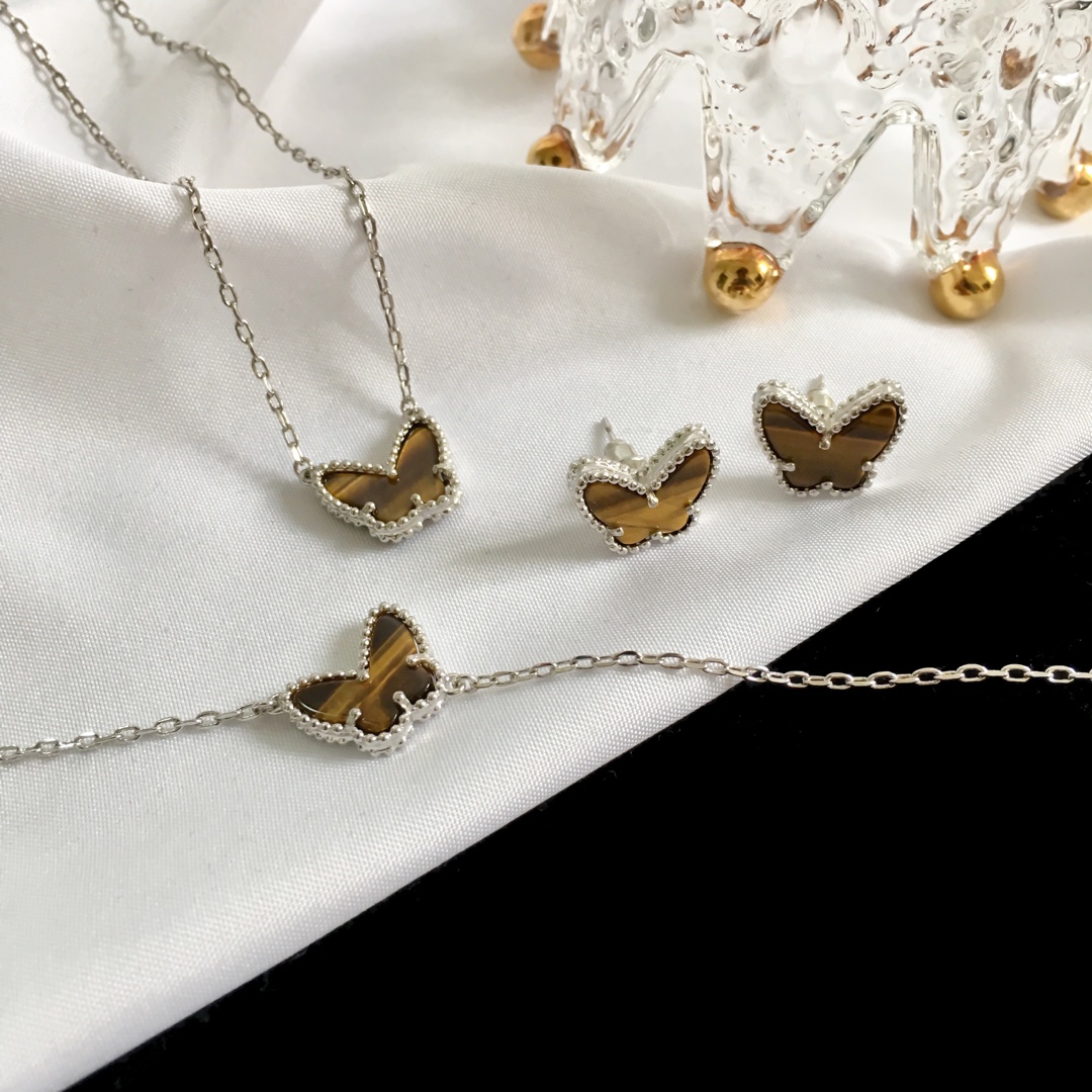 VCT011 Van cleef Lucky Alhambra butterfly pendant necklace bracelet earring stud jewelry set - ccjewelryacc