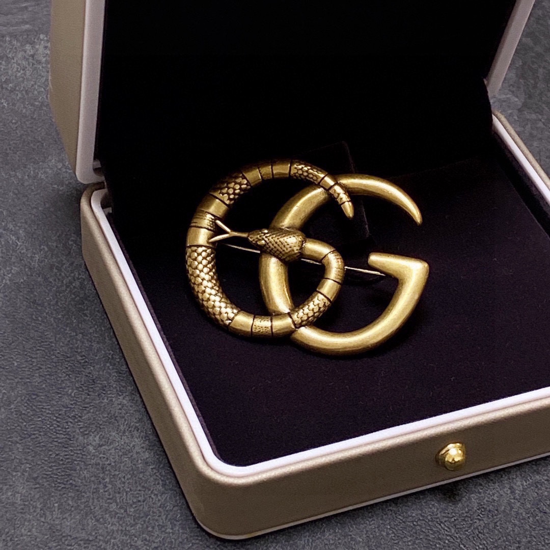GGB048 Vintage snake GG Logo Brooch - ccjewelryacc