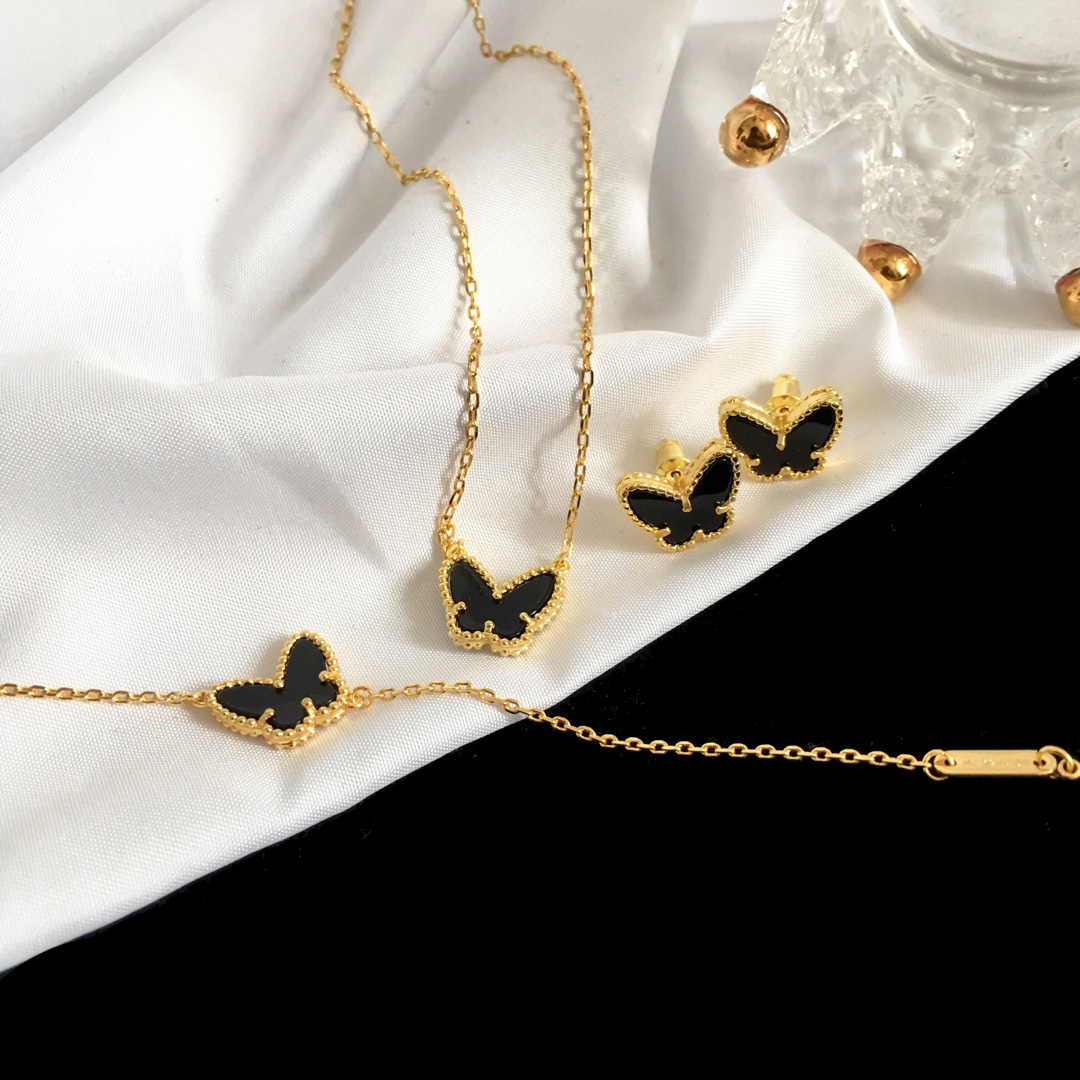 VCT011 Van cleef Lucky Alhambra butterfly pendant necklace bracelet earring stud jewelry set - ccjewelryacc