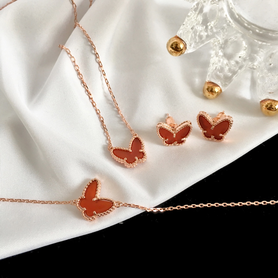VCT011 Van cleef Lucky Alhambra butterfly pendant necklace bracelet earring stud jewelry set - ccjewelryacc