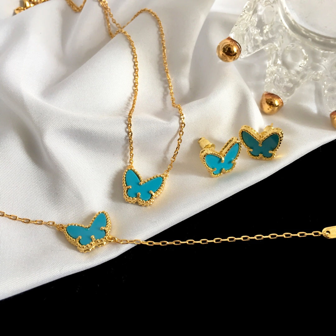 VCT011 Van cleef Lucky Alhambra butterfly pendant necklace bracelet earring stud jewelry set - ccjewelryacc