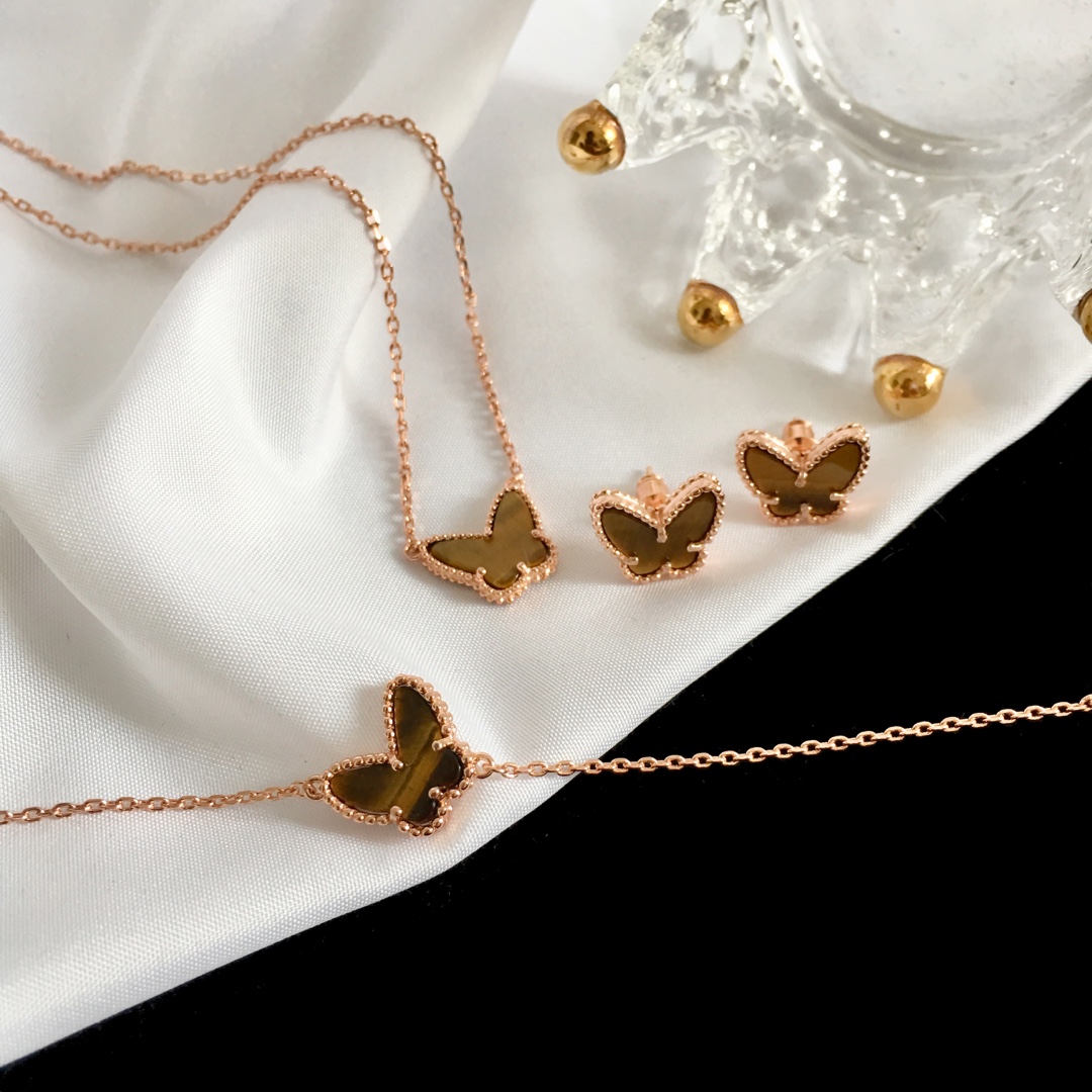 VCT011 Van cleef Lucky Alhambra butterfly pendant necklace bracelet earring stud jewelry set - ccjewelryacc