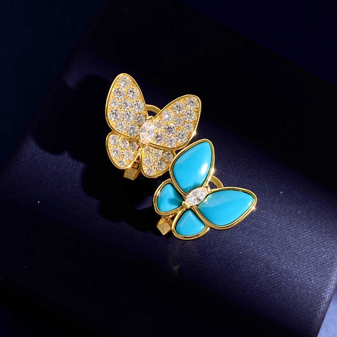 VCT005 Van cleef turquoise two butterfly series necklace bracelet earring ring jewelry set - ccjewelryacc
