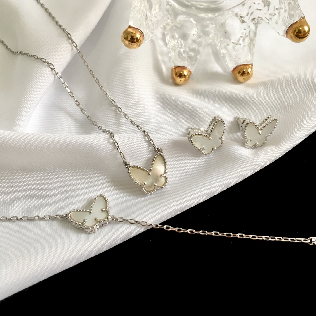 VCT011 Van cleef Lucky Alhambra butterfly pendant necklace bracelet earring stud jewelry set - ccjewelryacc