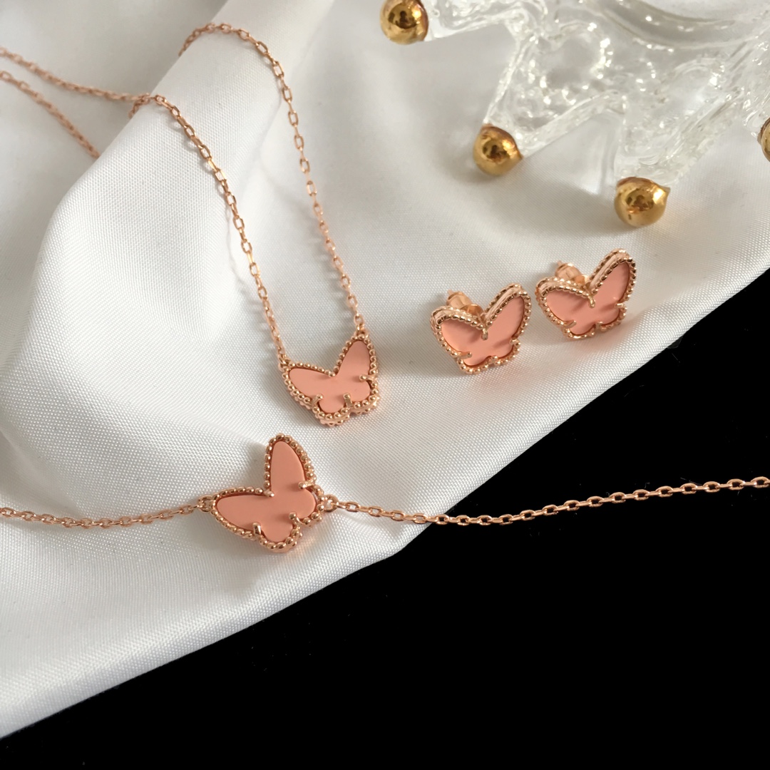 VCT011 Van cleef Lucky Alhambra butterfly pendant necklace bracelet earring stud jewelry set - ccjewelryacc