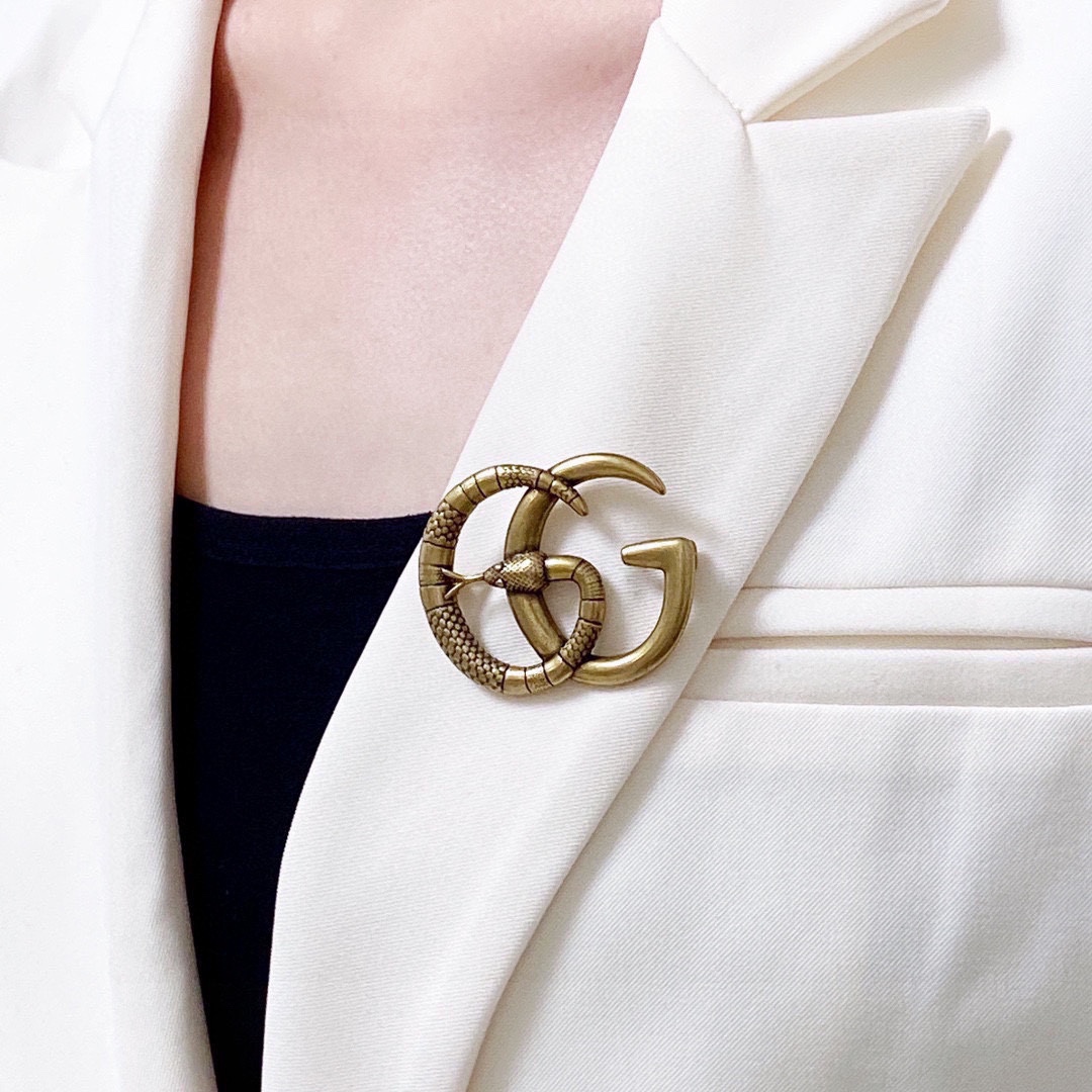 GGB048 Vintage snake GG Logo Brooch - ccjewelryacc