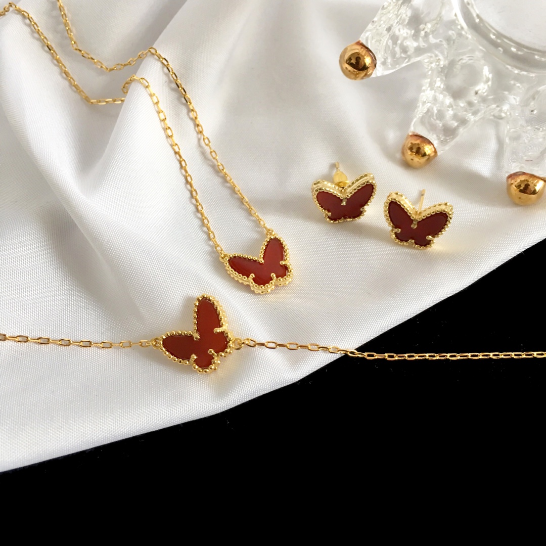 VCT011 Van cleef Lucky Alhambra butterfly pendant necklace bracelet earring stud jewelry set - ccjewelryacc