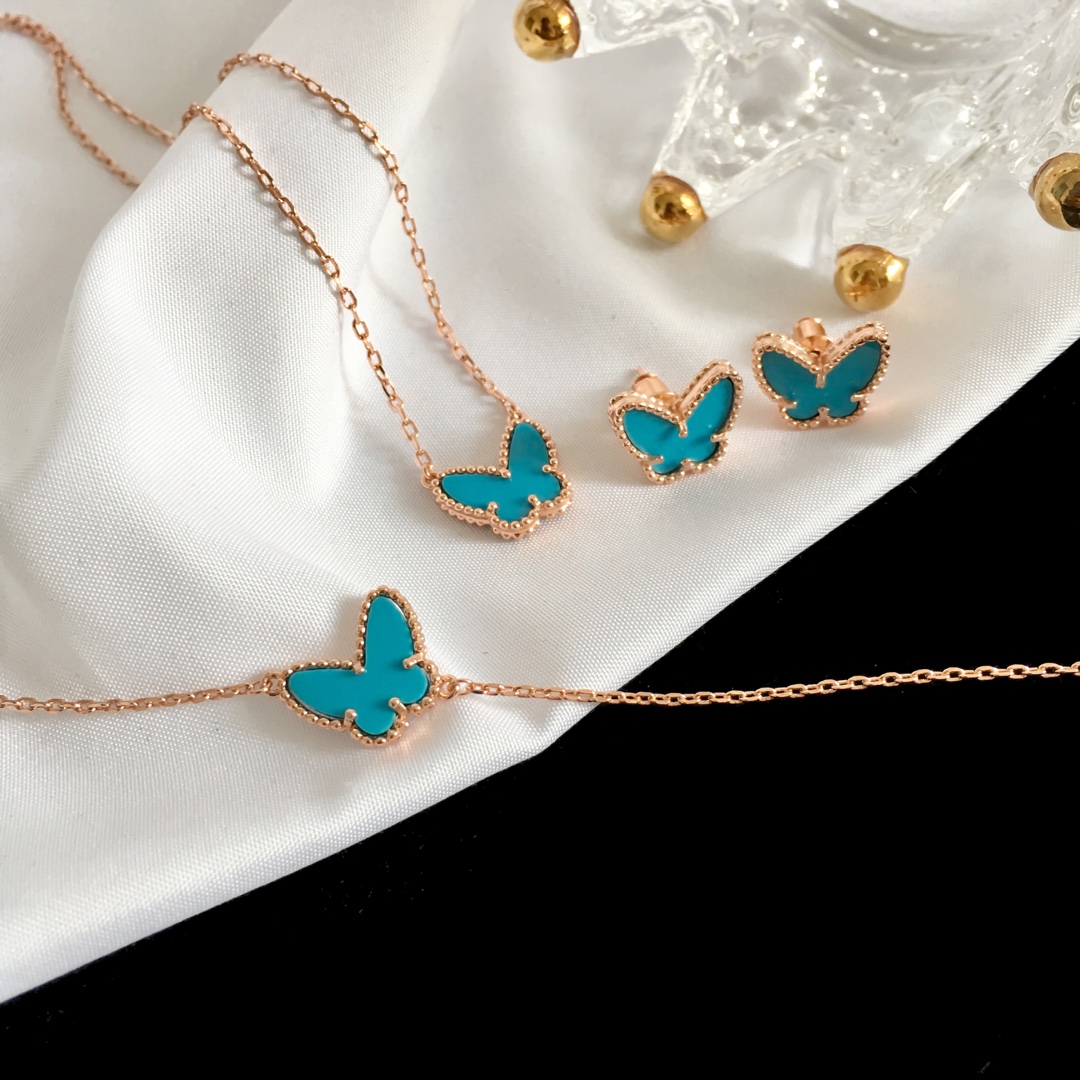 VCT011 Van cleef Lucky Alhambra butterfly pendant necklace bracelet earring stud jewelry set - ccjewelryacc