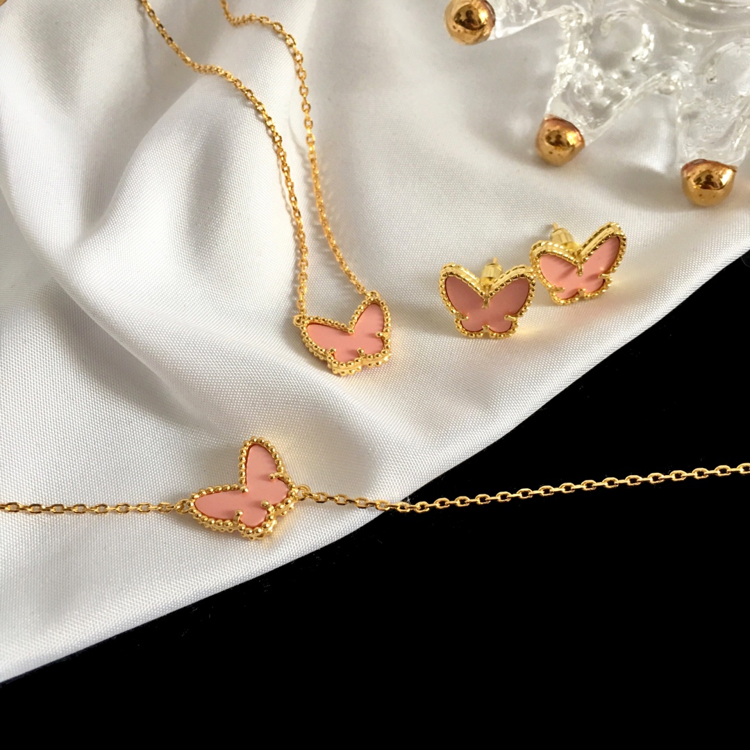 VCT011 Van cleef Lucky Alhambra butterfly pendant necklace bracelet earring stud jewelry set - ccjewelryacc