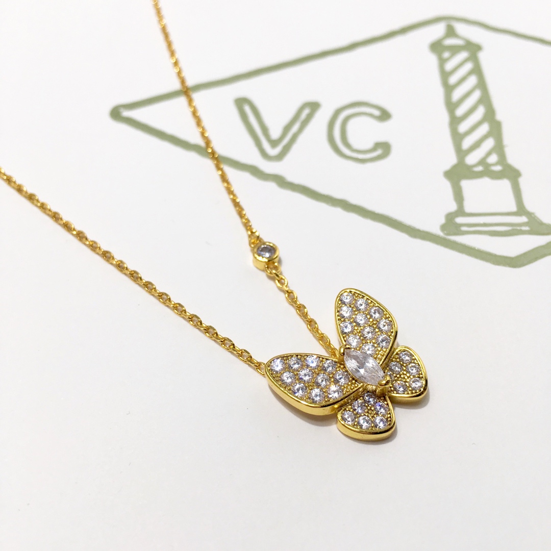 VCN043 Van cleef two butterfly Diamond necklace - ccjewelryacc