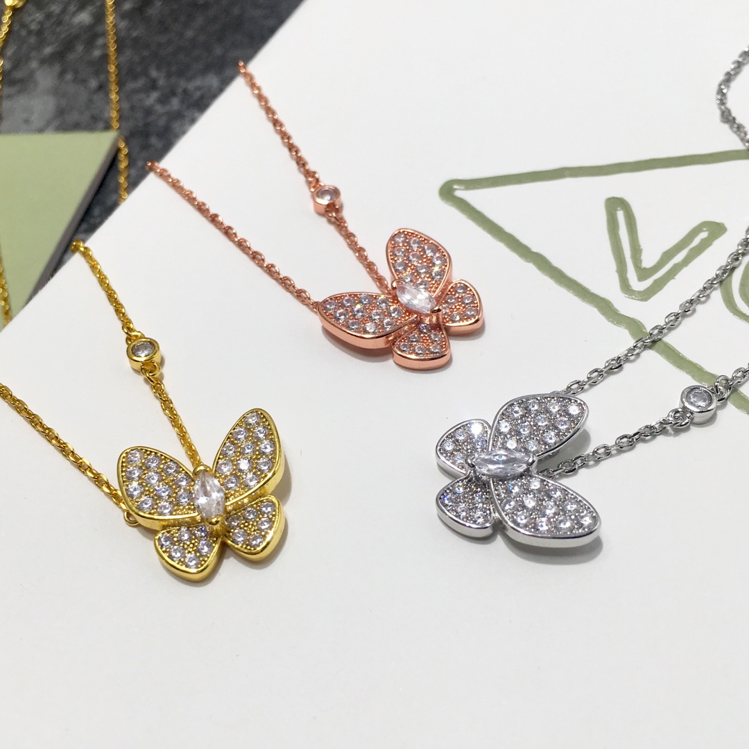 VCN043 Van cleef two butterfly Diamond necklace - ccjewelryacc