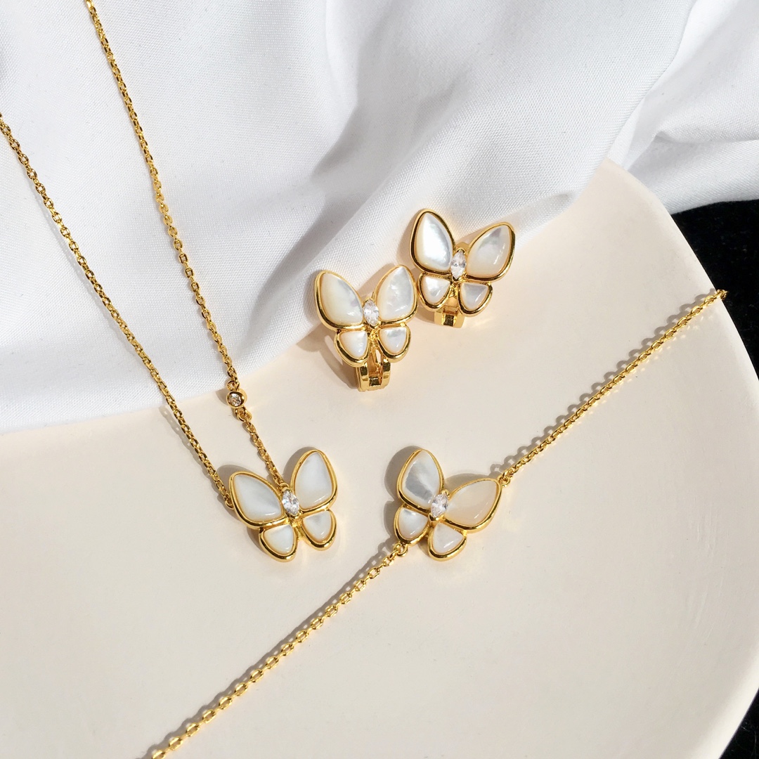 VCT004 van cleef two butterfly series necklace bracelet earring clip Jewelry Set - ccjewelryacc