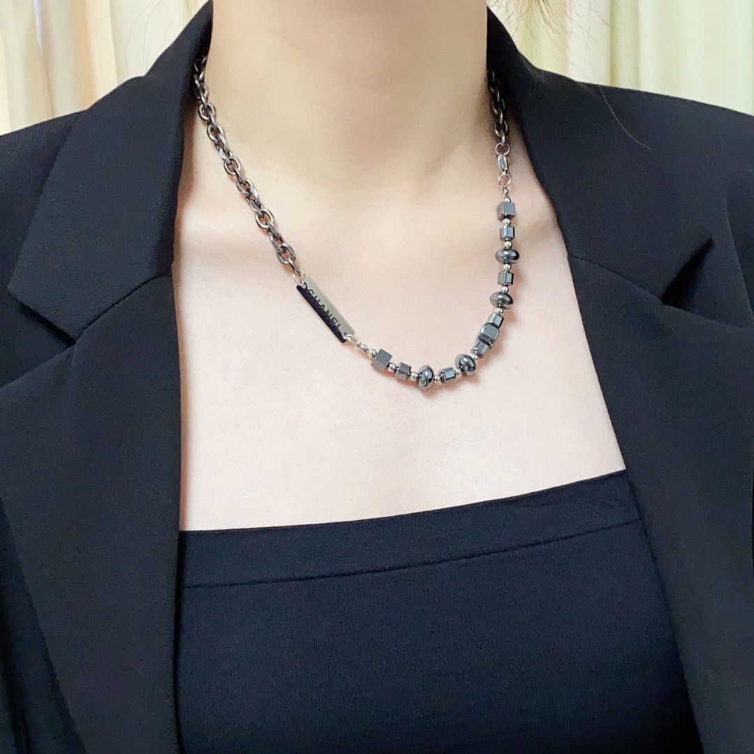 CCN419 CC Strong magnetic black gallstone choker necklace - ccjewelryacc