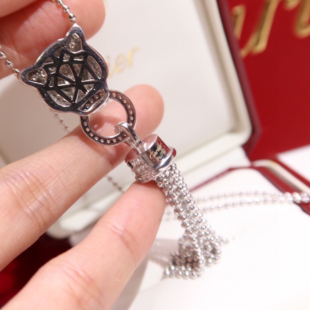 CTNV001 18K Gold Panthère de Cartier necklace, half-paved - ccjewelryacc