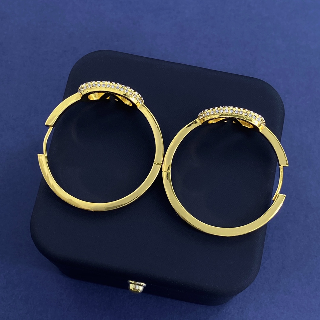 VTE018 Valentino Garavani Gold VLogo Signature Hoop Earrings - ccjewelryacc