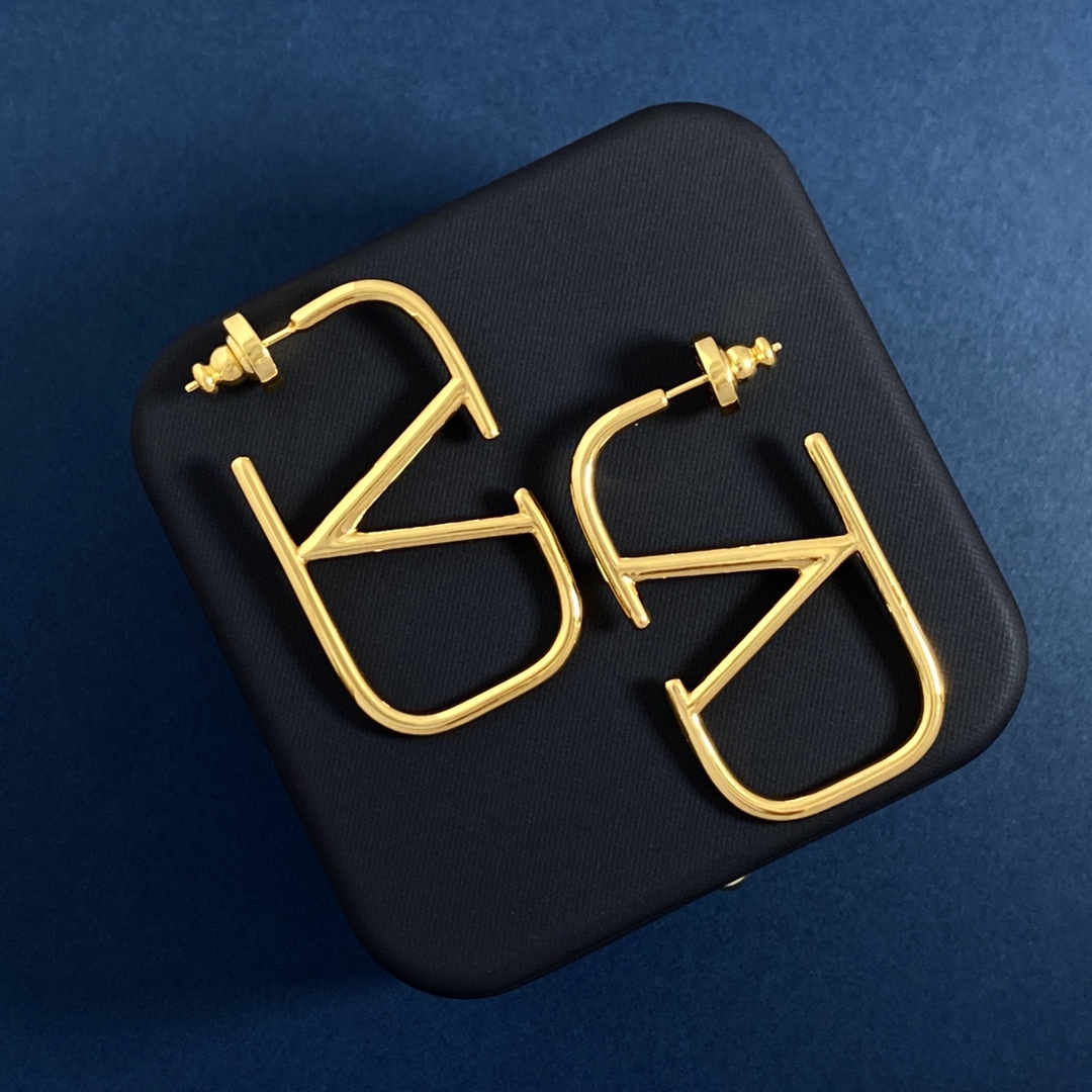 VTE001 Valentino Garavani Gold VLogo Signature Earrings - ccjewelryacc