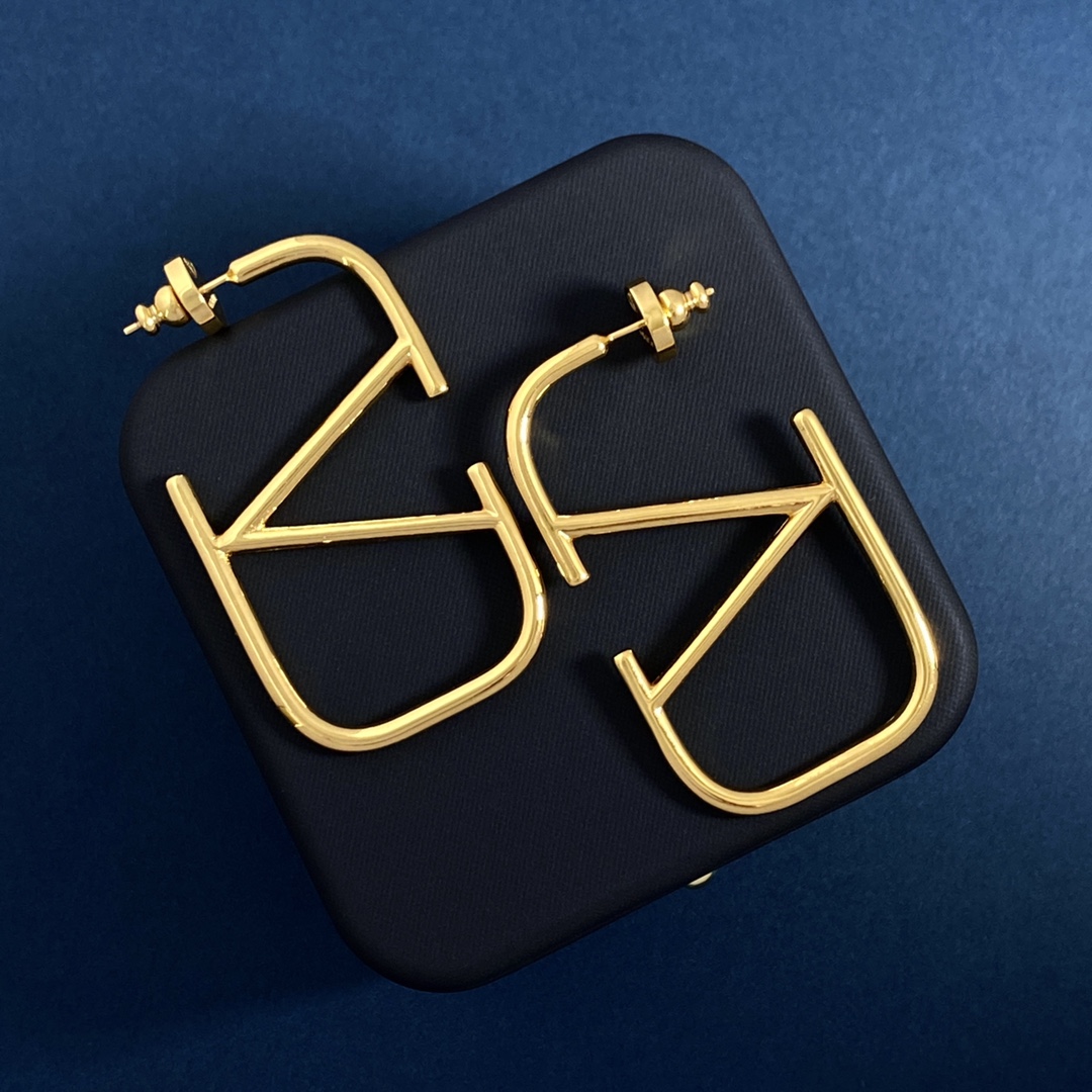 VTE001 Valentino Garavani Gold VLogo Signature Earrings - ccjewelryacc
