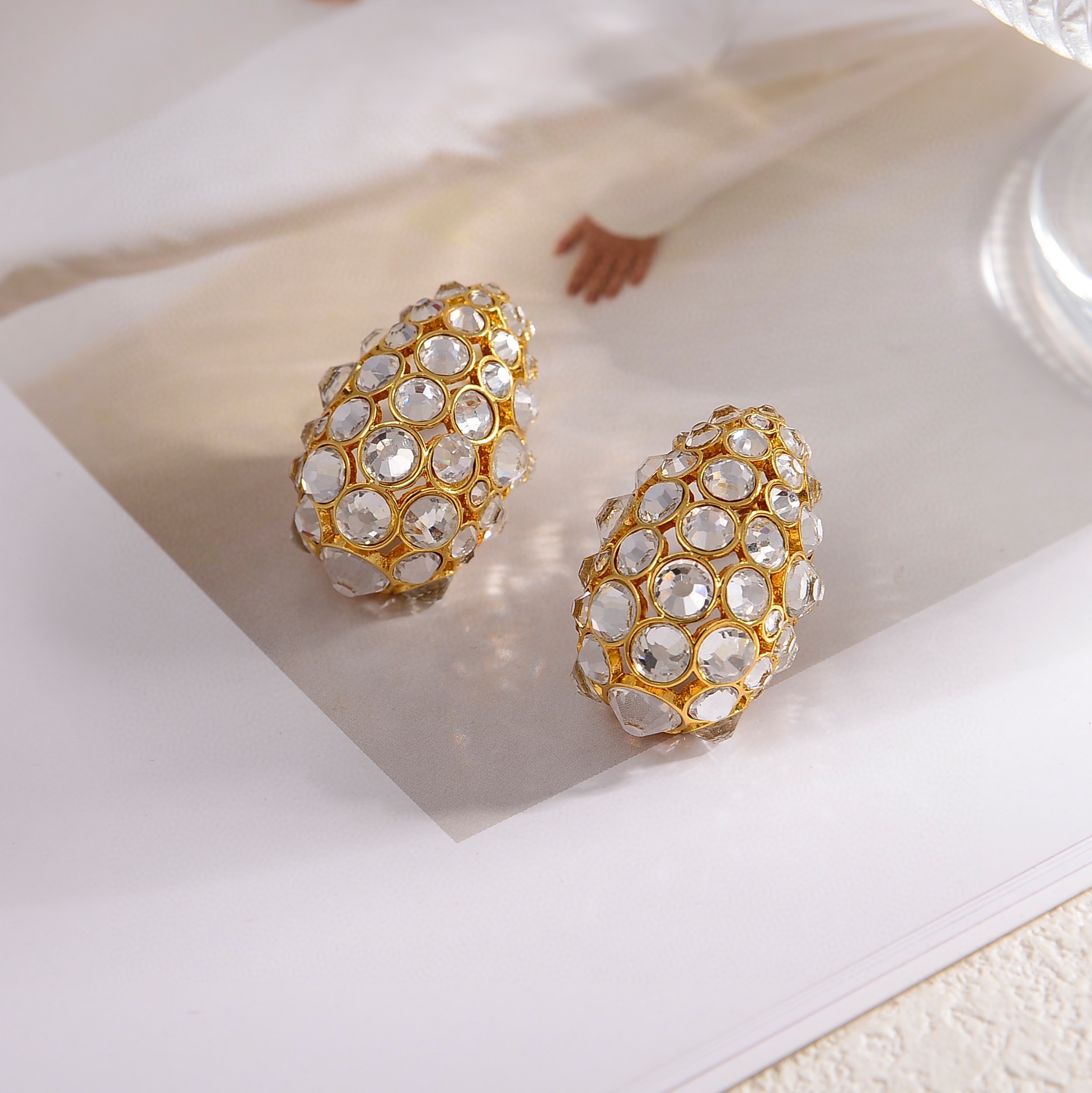 VTE127 Full crystal diamond drop earrings for women - ccjewelryacc