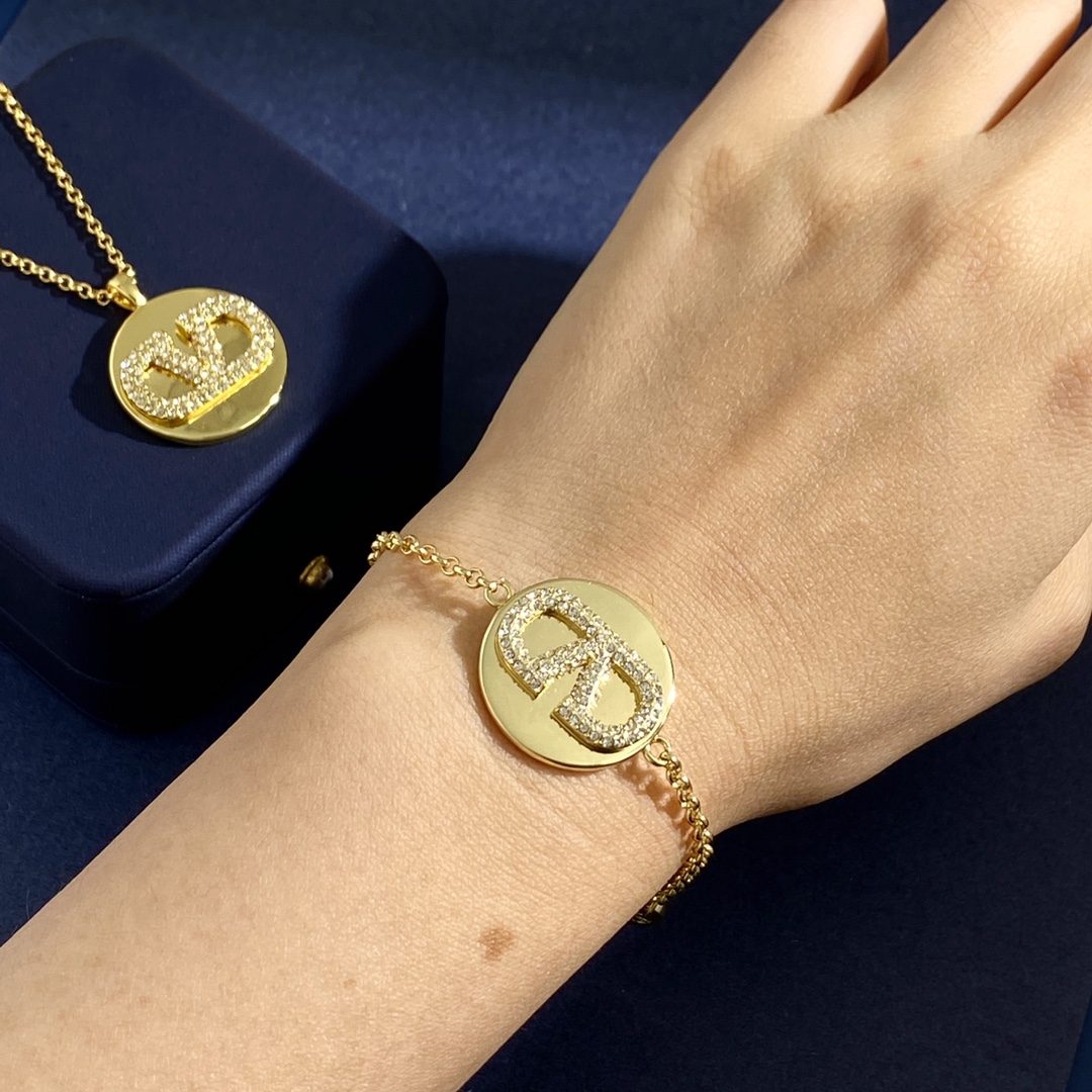 VTN037 Valentino Garavani VLogo Signature crystal pendant necklace bracelet earrins - ccjewelryacc