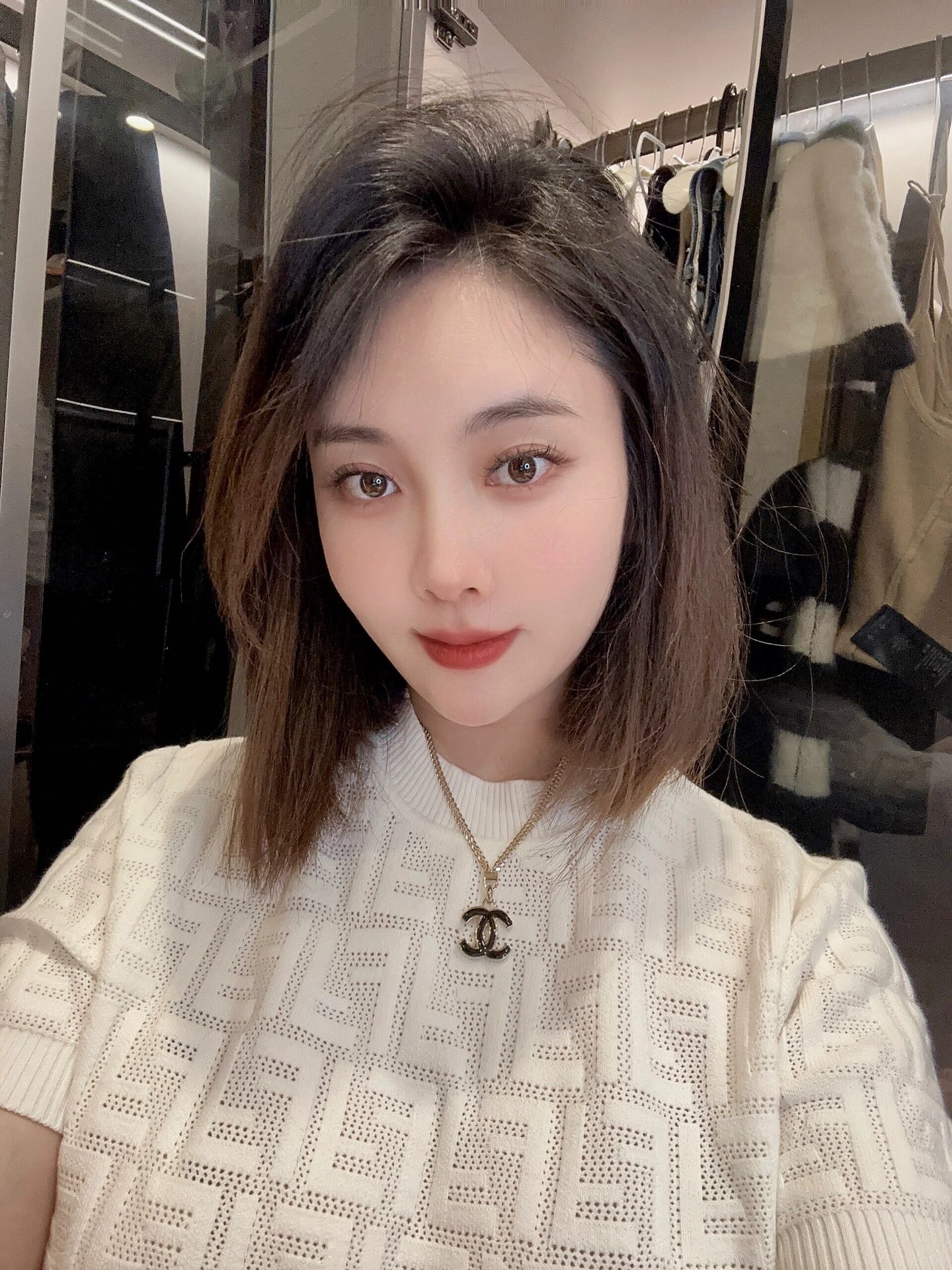 CCN371  24P CC black enamel Pendant Necklace Earrings - ccjewelryacc