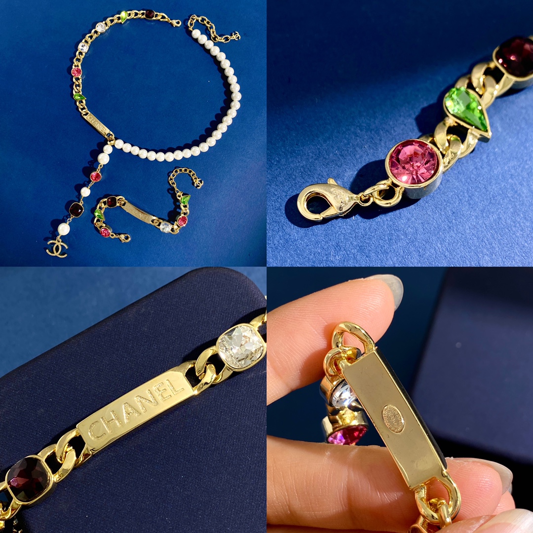 CCN427 CC colorful signature Choker necklace bracelet - ccjewelryacc
