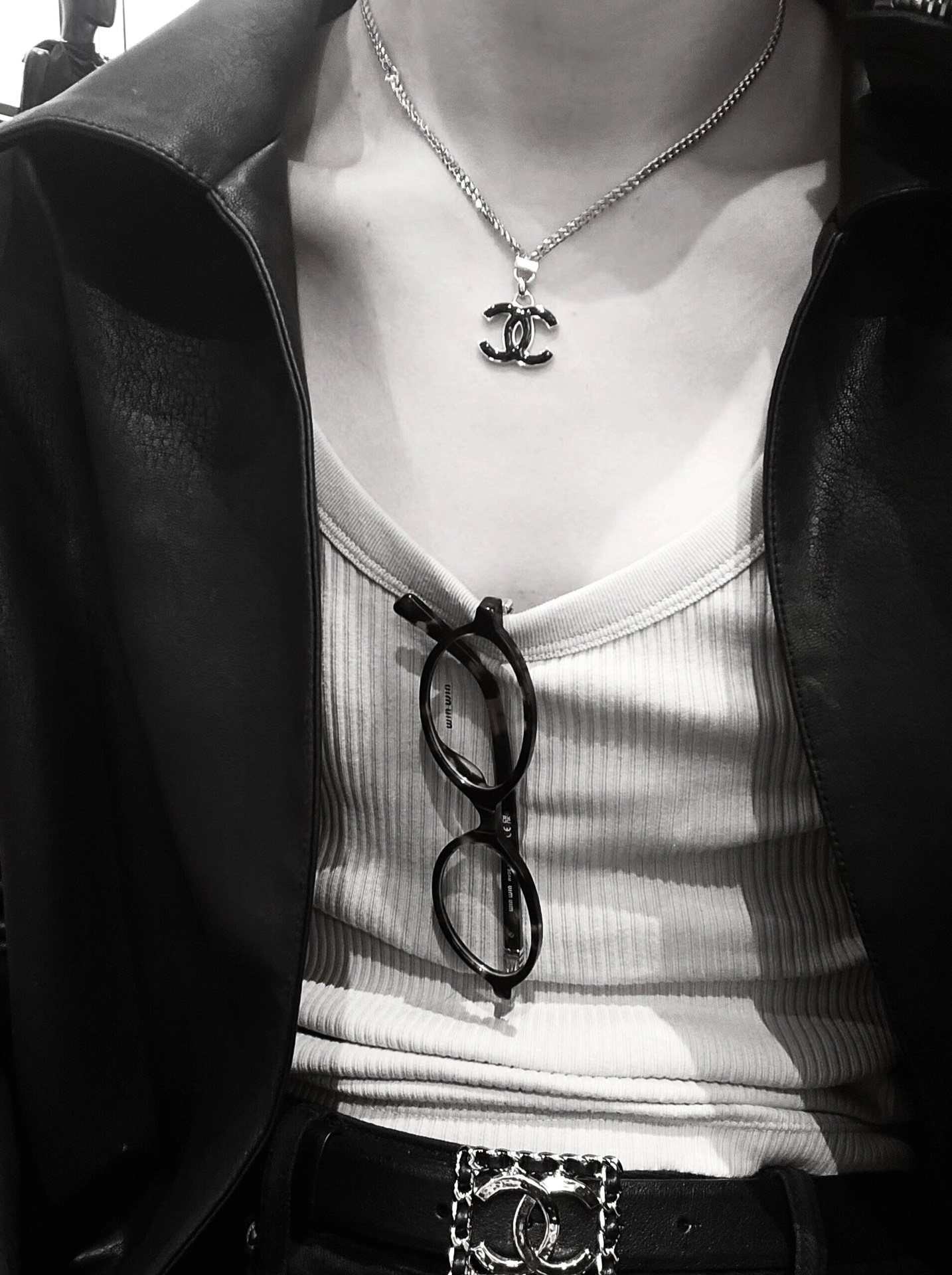 CCN371  24P CC black enamel Pendant Necklace Earrings - ccjewelryacc