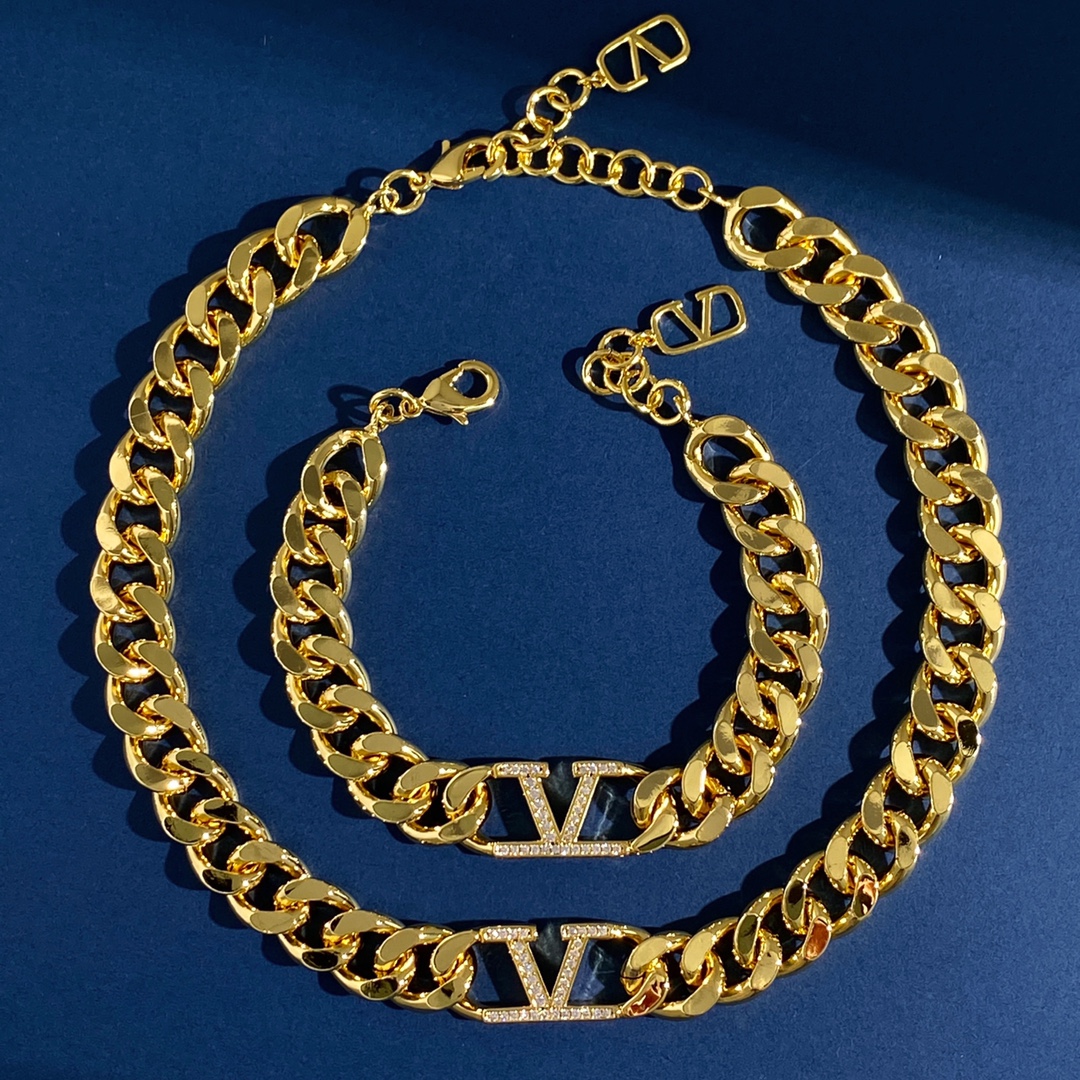 VTN034 Vlogo signature metal choker necklace/bracelet - ccfashionjewelry