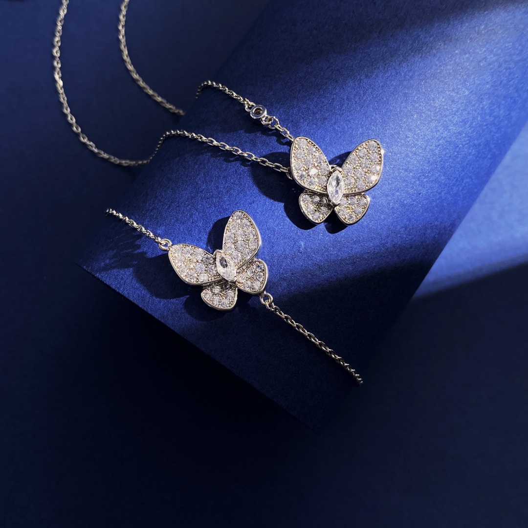 VCT010 Van cleef diamond two butterfly jewelry set - ccjewelryacc