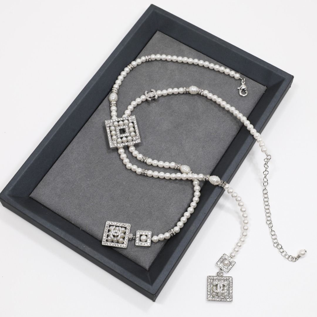 CCL336 CC perfume bottle double fringe pendant long necklace - ccjewelryacc