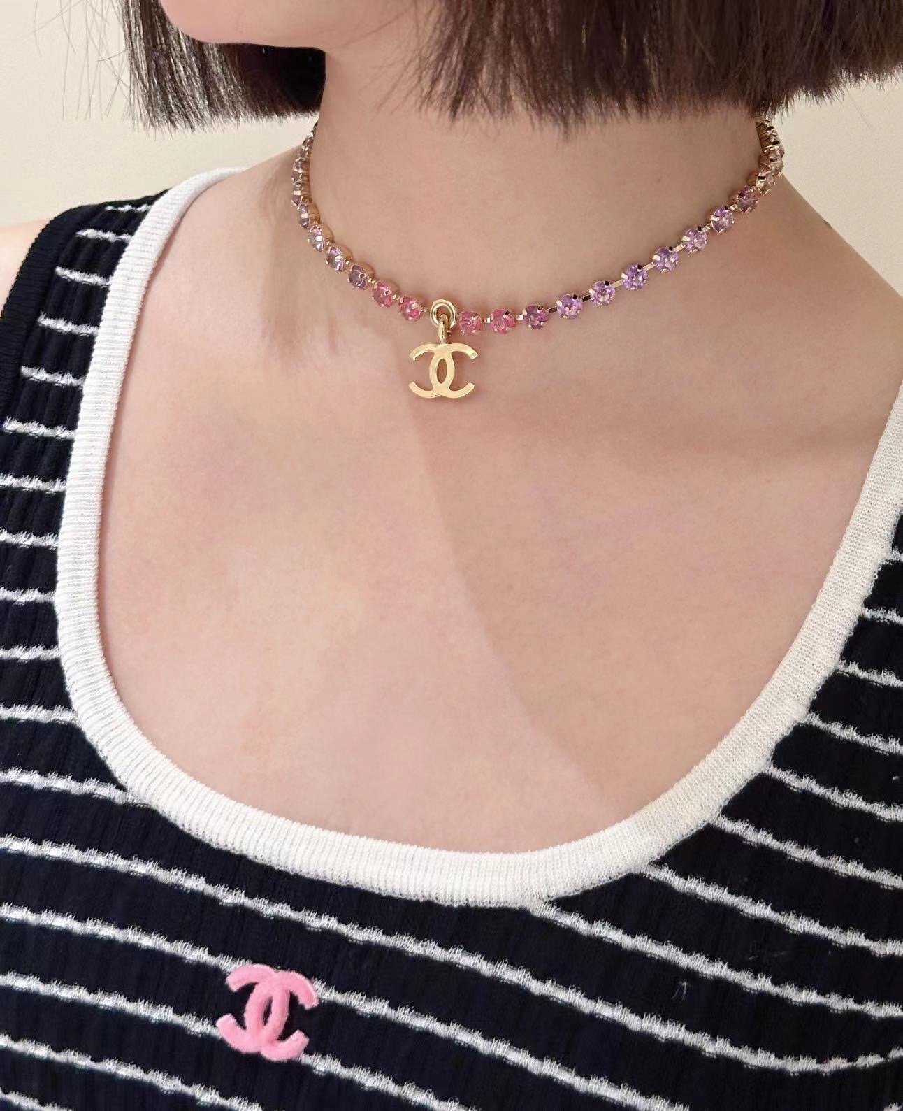 CCN360 24p Swarovski colorful crystal cc pendant necklace - ccjewelryacc