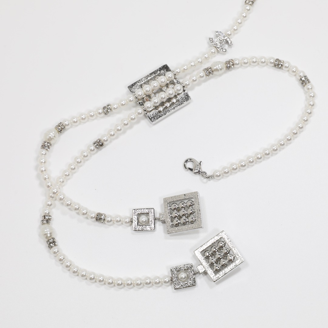 CCL336 CC perfume bottle double fringe pendant long necklace - ccjewelryacc