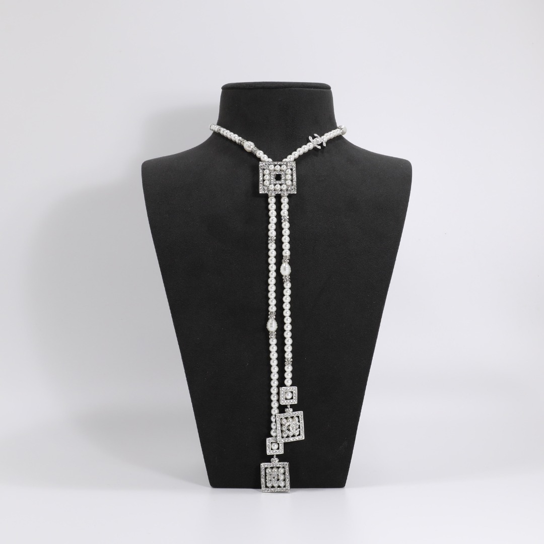 CCL336 CC perfume bottle double fringe pendant long necklace - ccjewelryacc