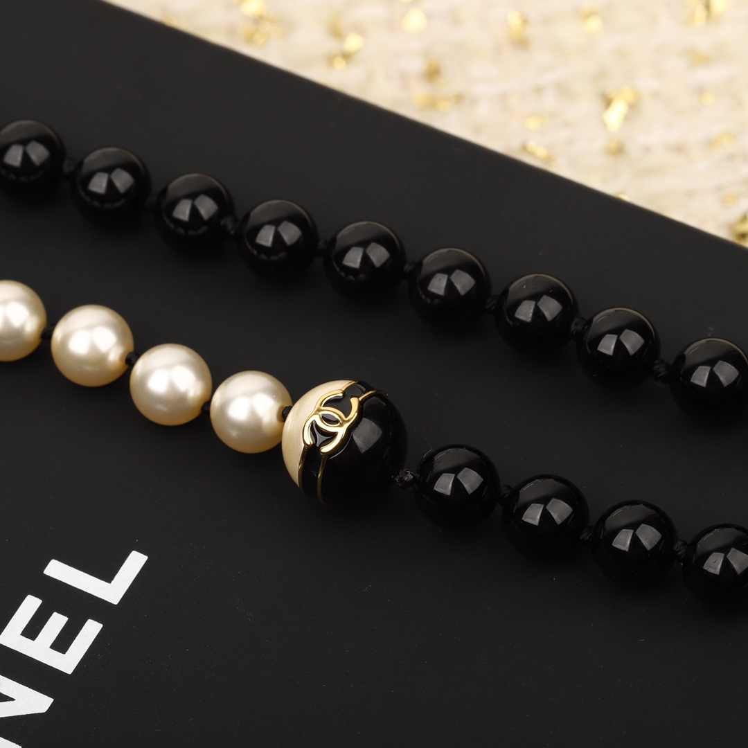 CCN431 CC Black and white pearl choker necklace - ccjewelryacc