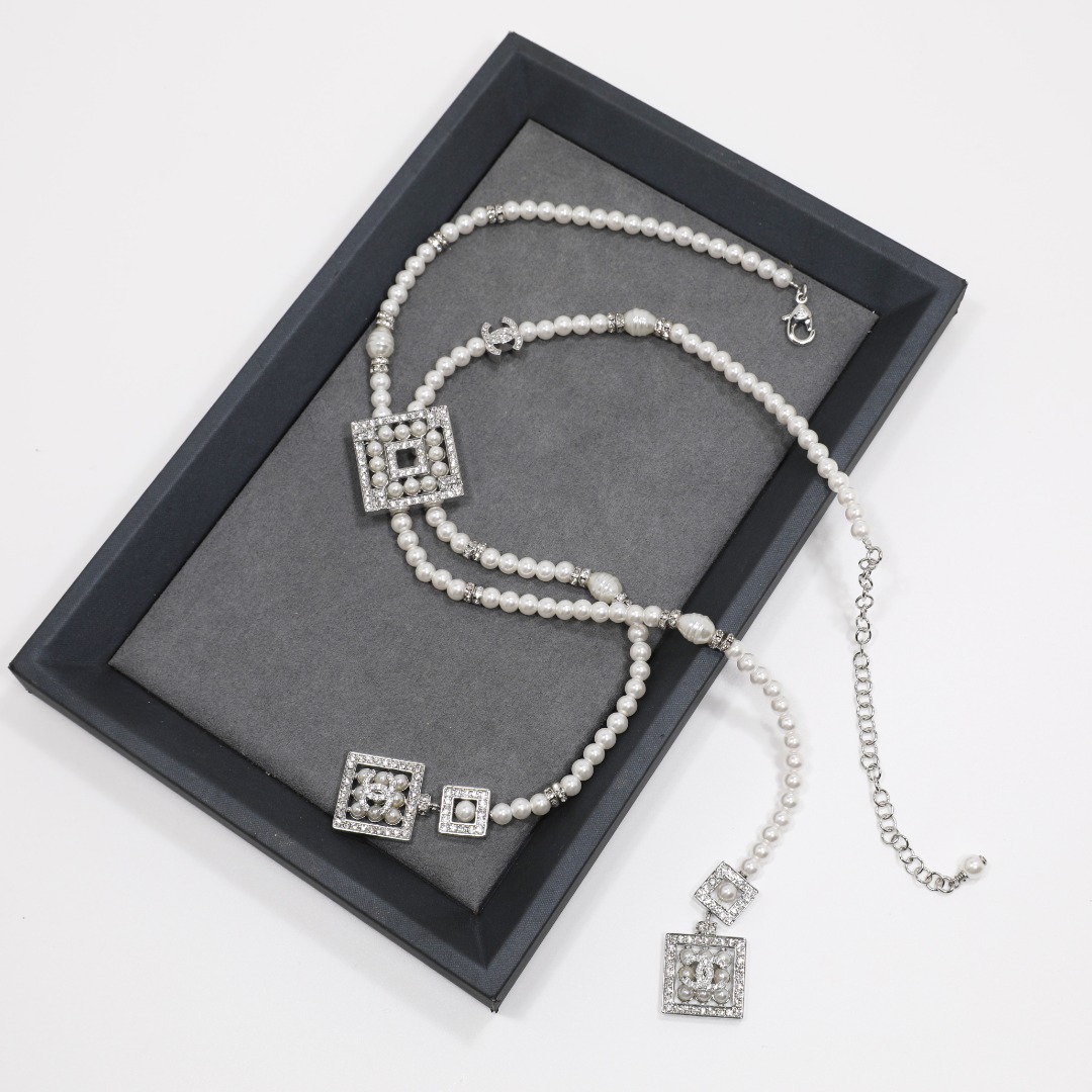 CCL336 CC perfume bottle double fringe pendant long necklace - ccjewelryacc