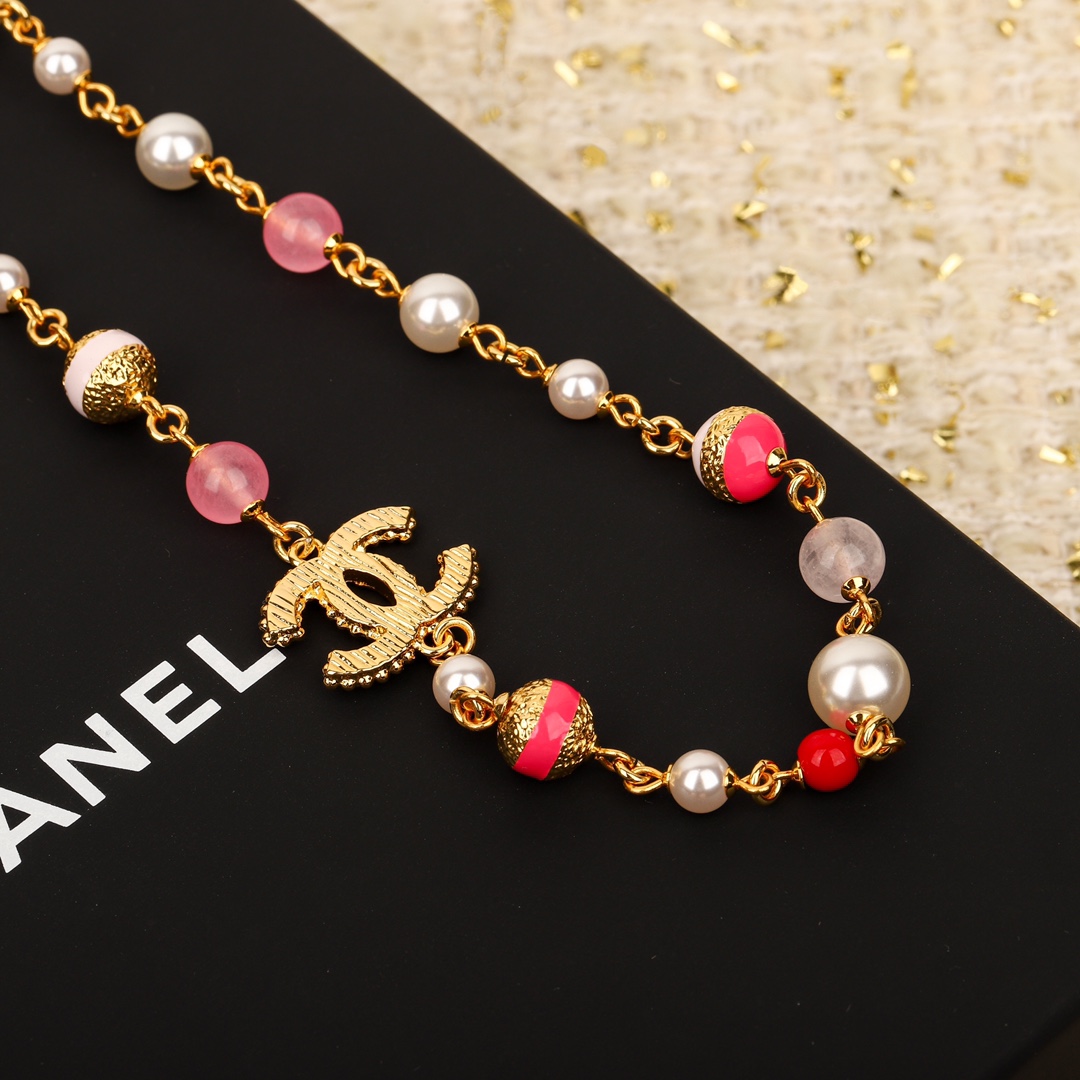 CCN257 24P CC pink pearl choker necklace - ccjewelryacc