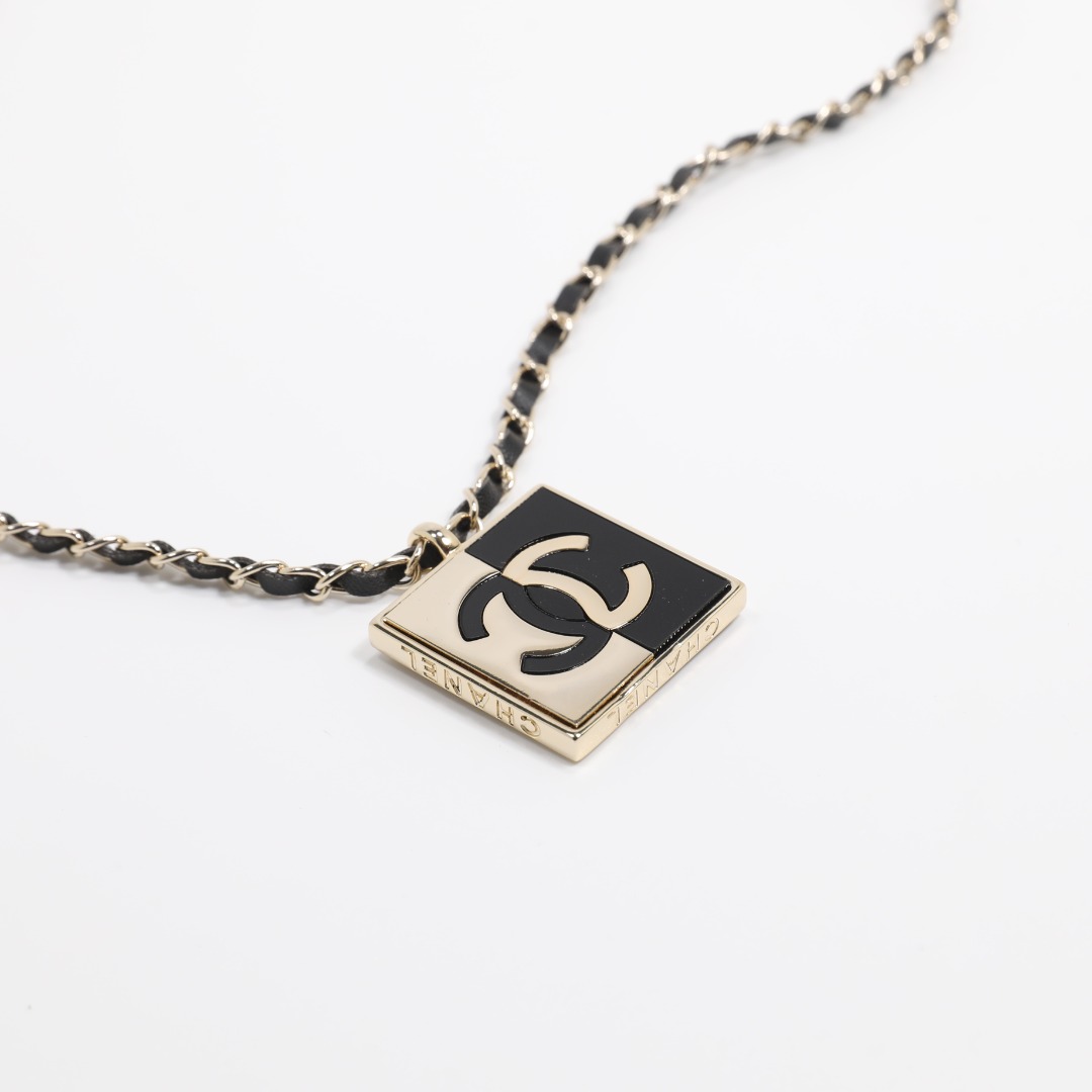CCN439 24A enamel Square CC logo pendant necklace earrings - ccfashionjewelry