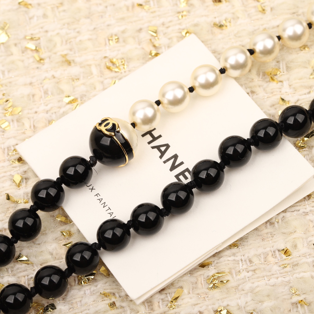 CCN431 CC Black and white pearl choker necklace - ccjewelryacc