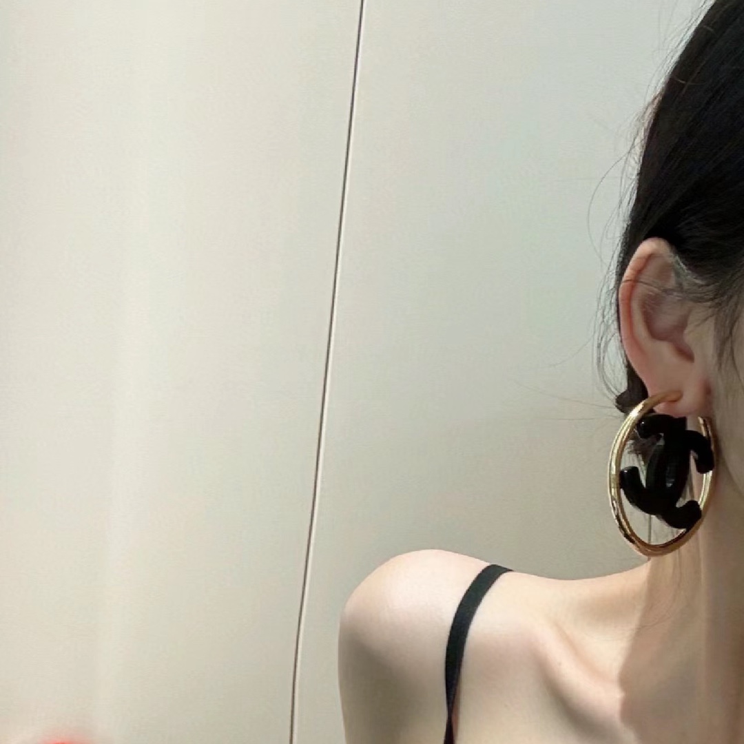 CCE738 Acrylic CC Hoop earrings Large - ccjewelryacc