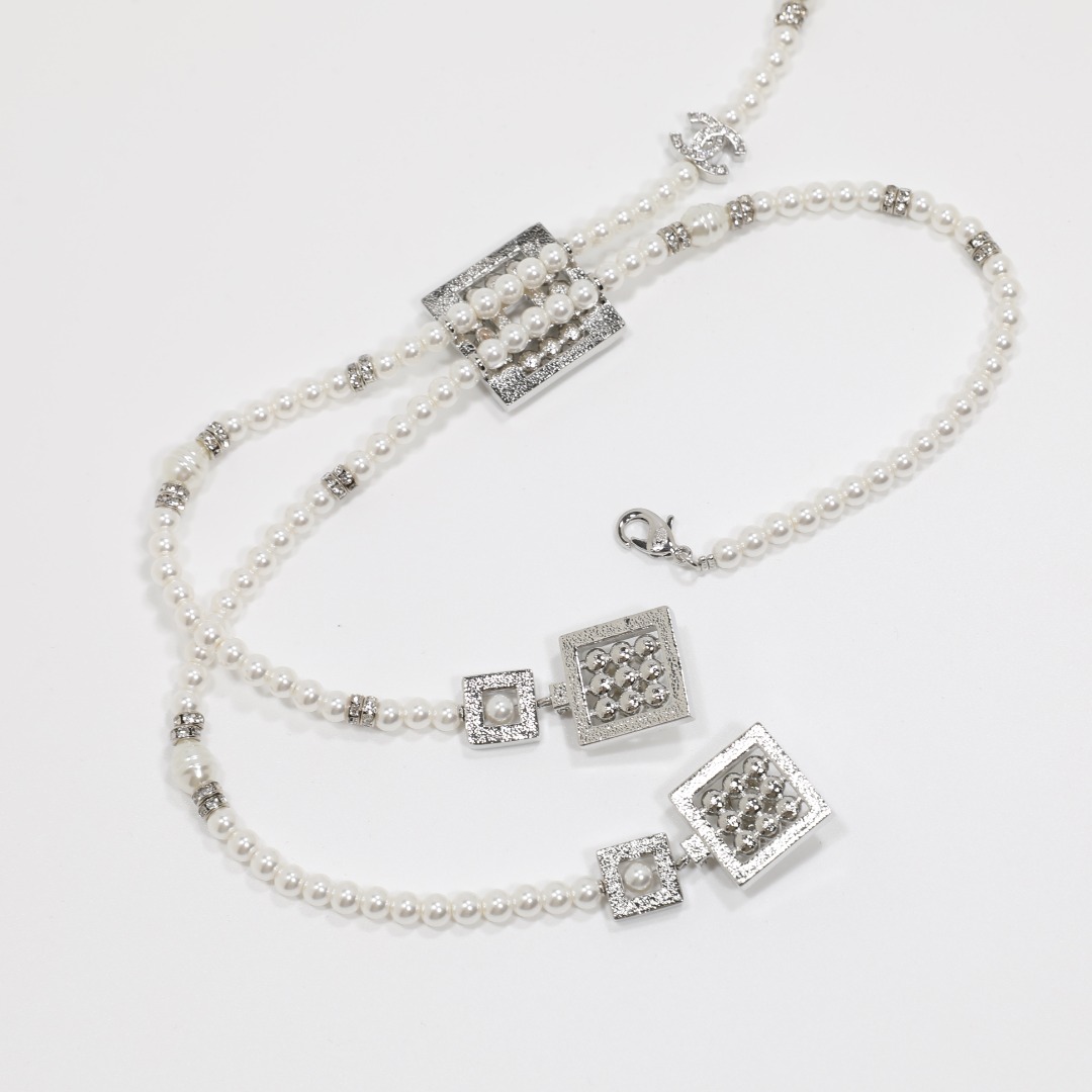 CCL336 CC perfume bottle double fringe pendant long necklace - ccjewelryacc