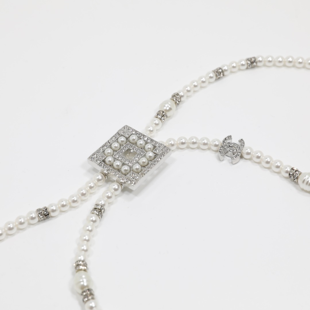 CCL336 CC perfume bottle double fringe pendant long necklace - ccjewelryacc