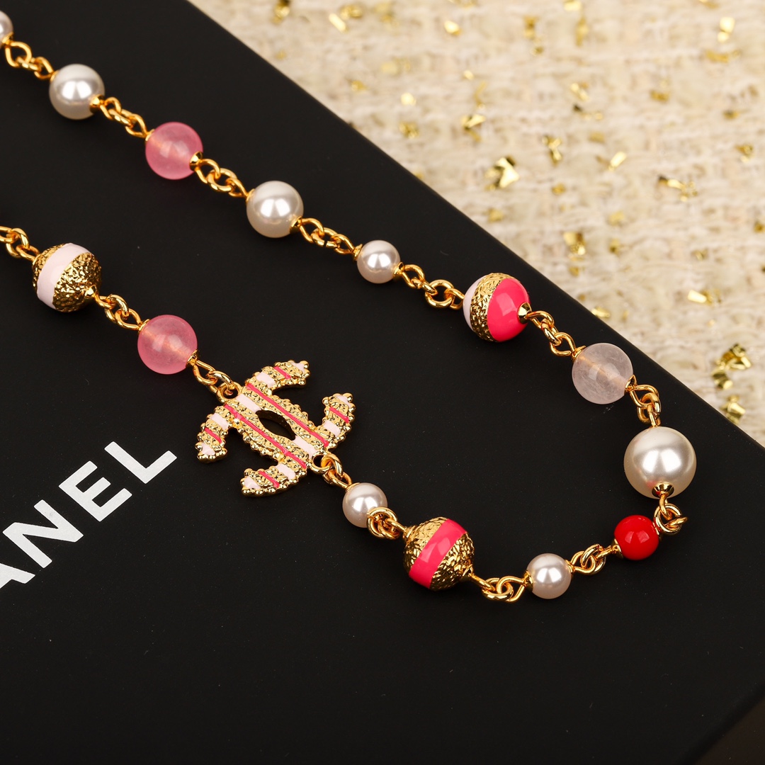 CCN257 24P CC pink pearl choker necklace - ccjewelryacc