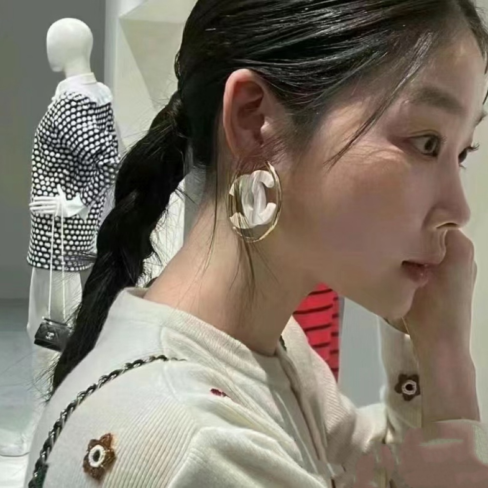 CCE738 Acrylic CC Hoop earrings Large - ccjewelryacc