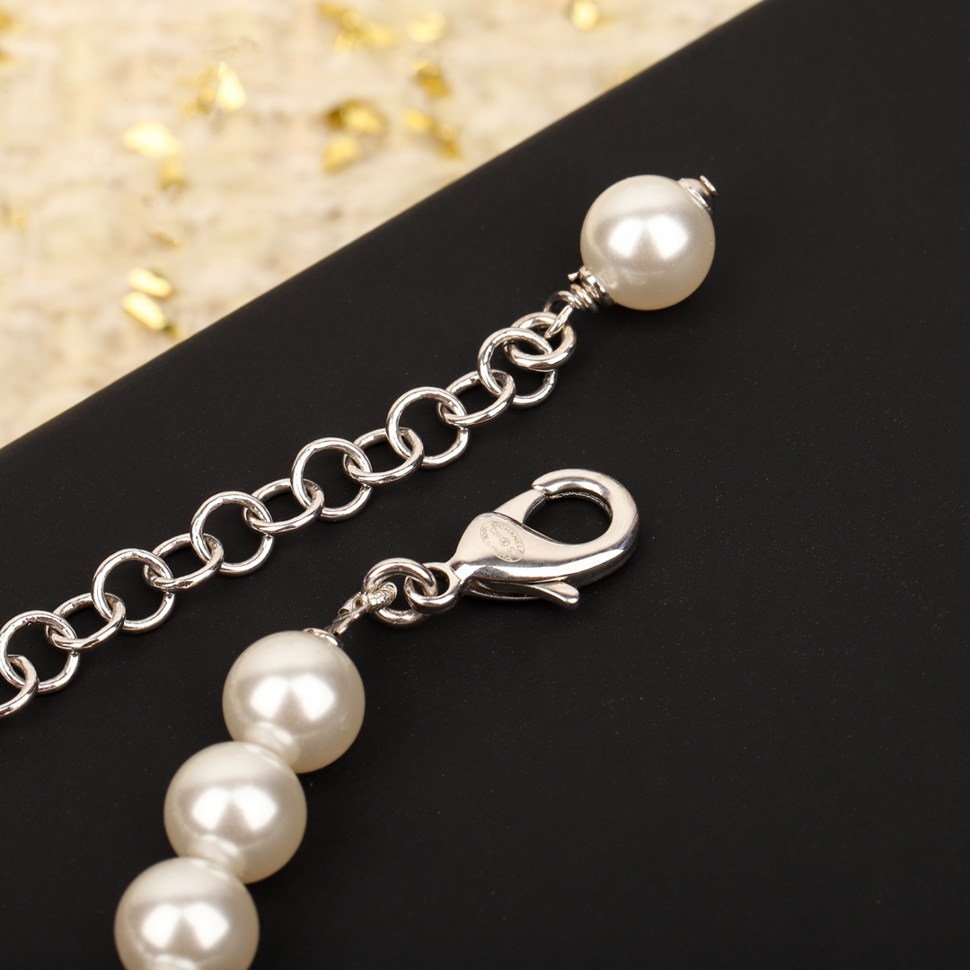 CCN441 24S CC square pearl choker necklace - ccjewelryacc