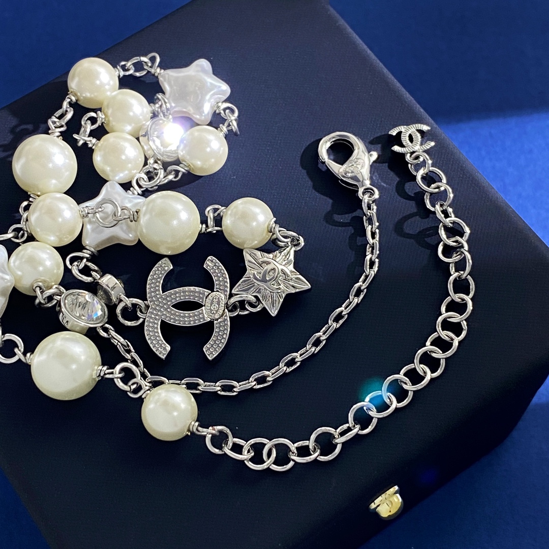 CCN342  Star pearl cc logo choker necklace - ccjewelryacc