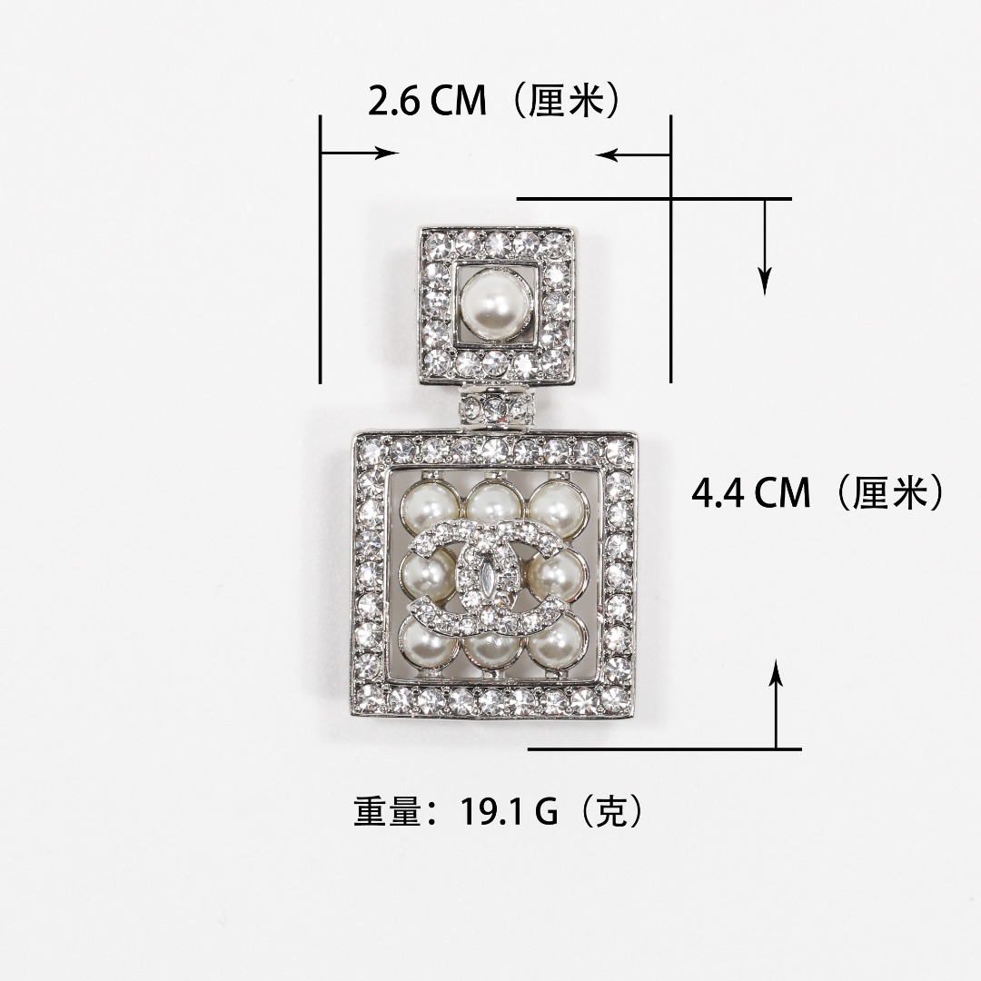 BCB387 CC White Pearl crystal perfume bottle brooch pin - ccjewelryacc