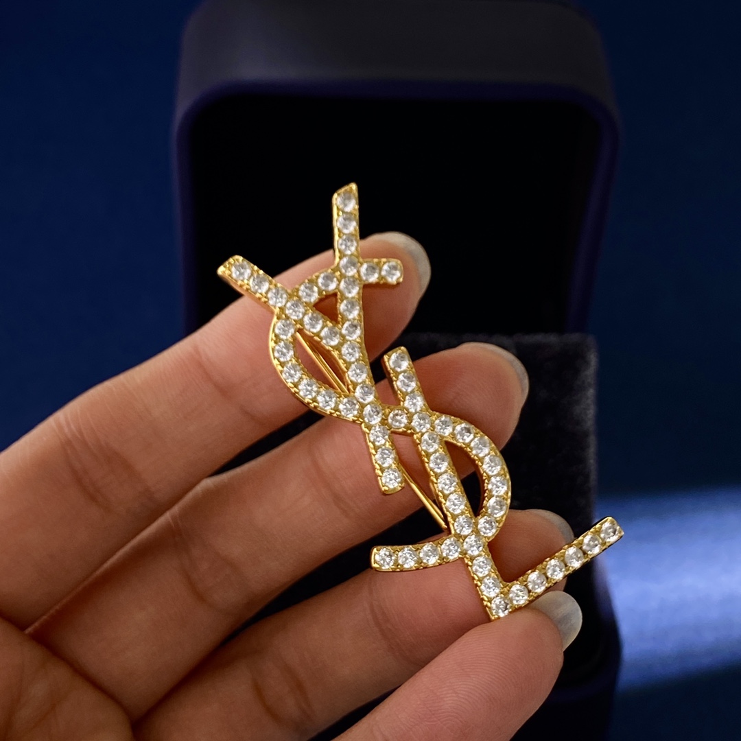 BYB047 Full crystal Y Letter brooch pin - ccjewelryacc