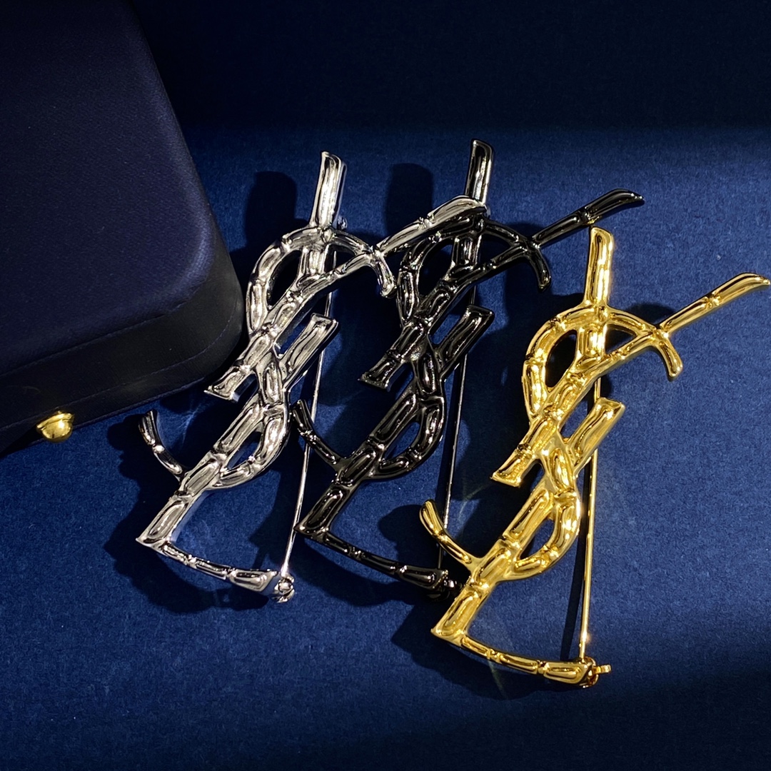 BYB041 Y opyum bamboo textured Brooch pin - ccjewelryacc